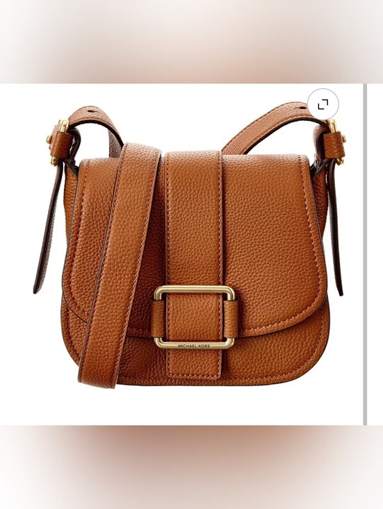 Michael Kors Handbags - Michael Kors Pebbled Leather Saddle Crossbody Bag in Cognac